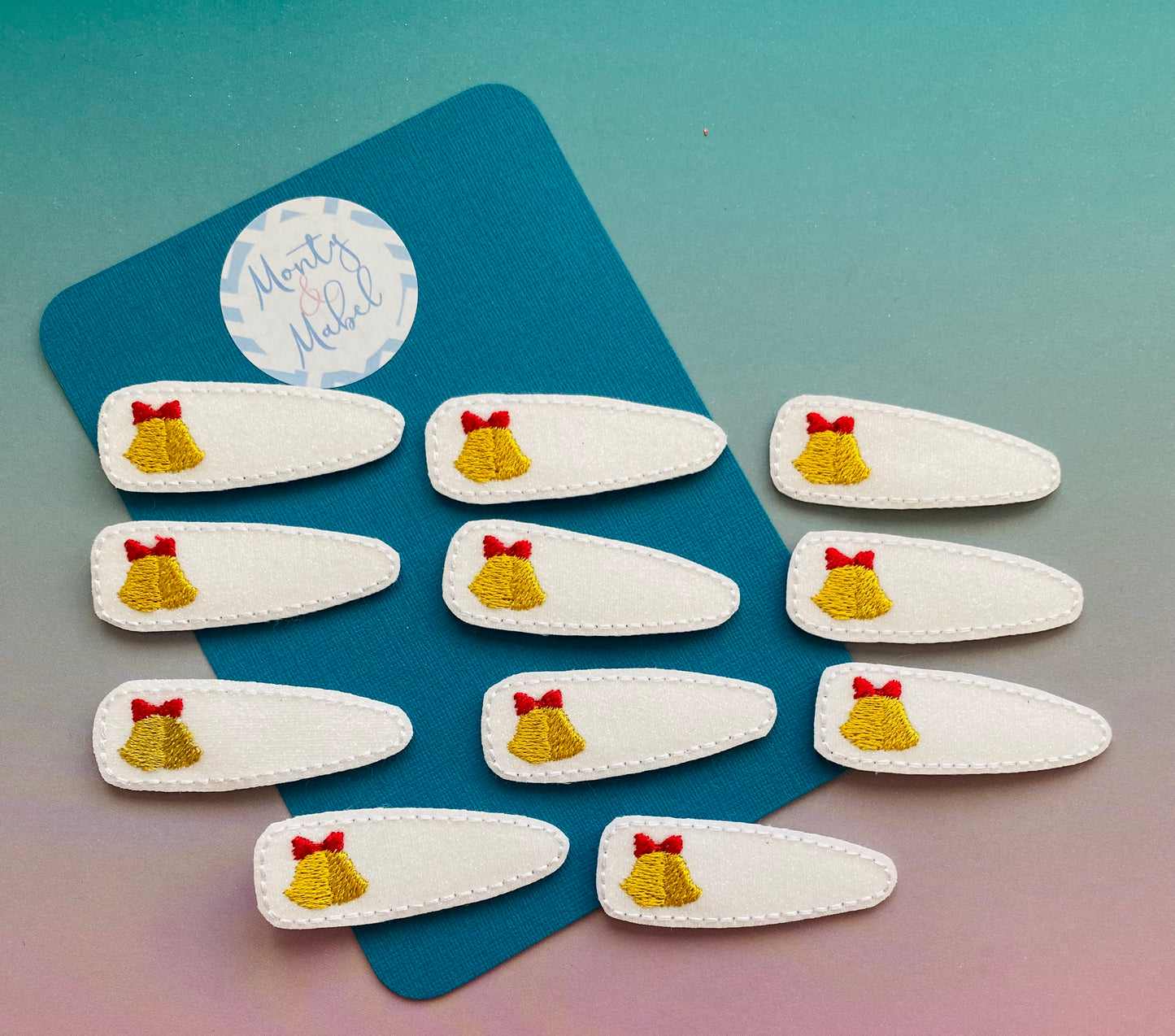 Sale: Christmas Bell Embroidered Snap Clip
