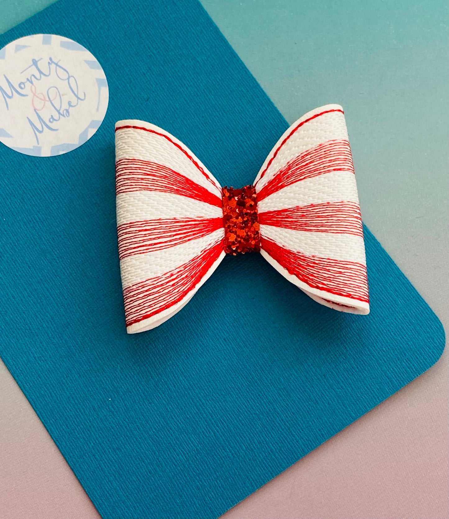 Sale: Embroidered Christmas Stitched Bow