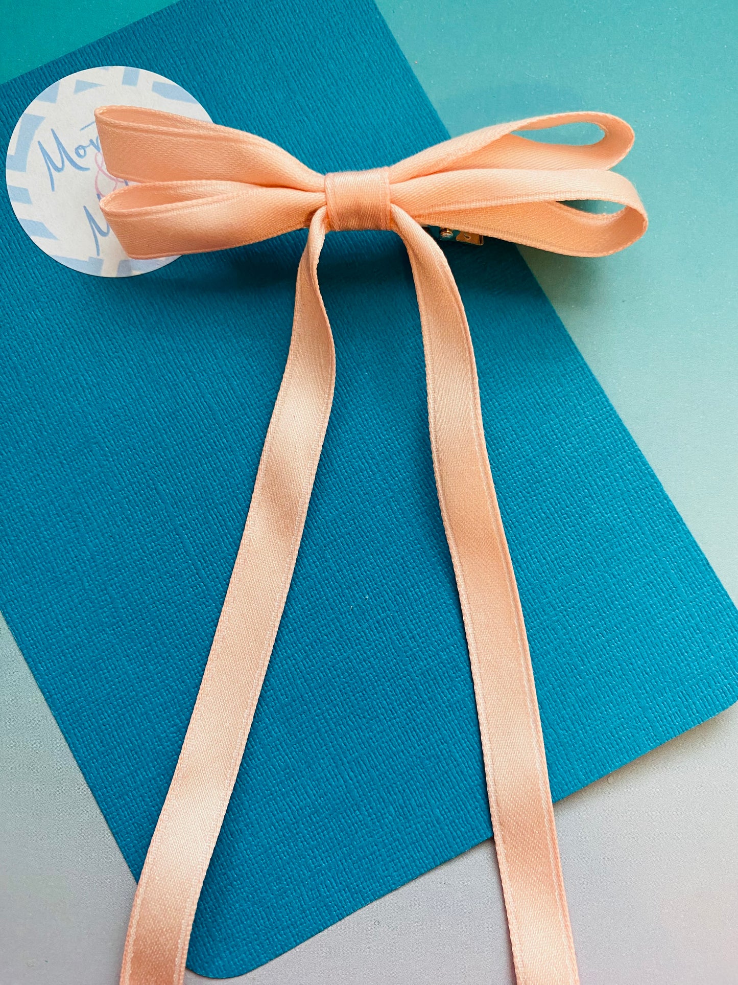 Sale: Peach Long Tail Ribbon Bow