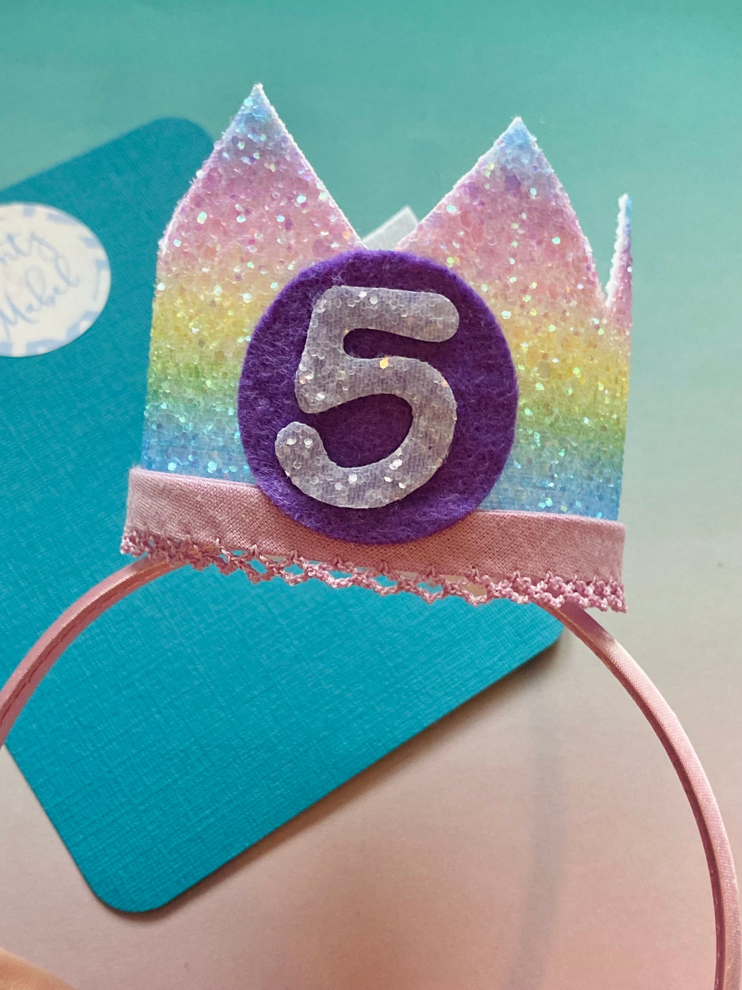 Sale: Age 5 Rainbow Ombre Crown on Headband