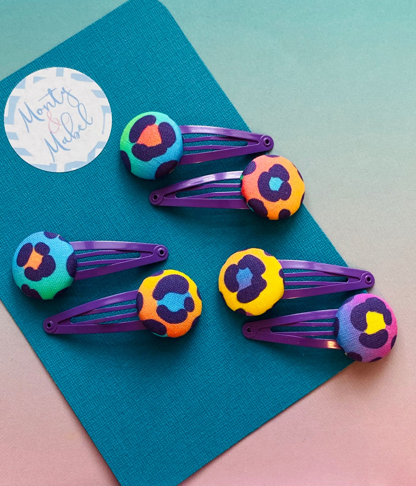 Sale: Rainbow Leopard Print Standard Clips (Pair)