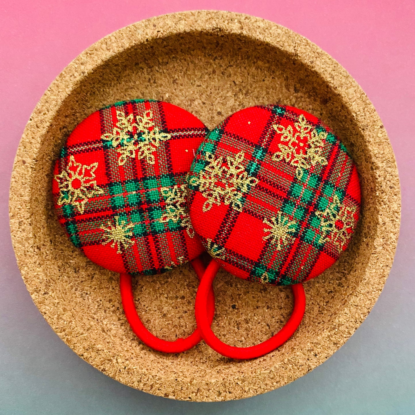 Red Tartan with Gold Snowflakes