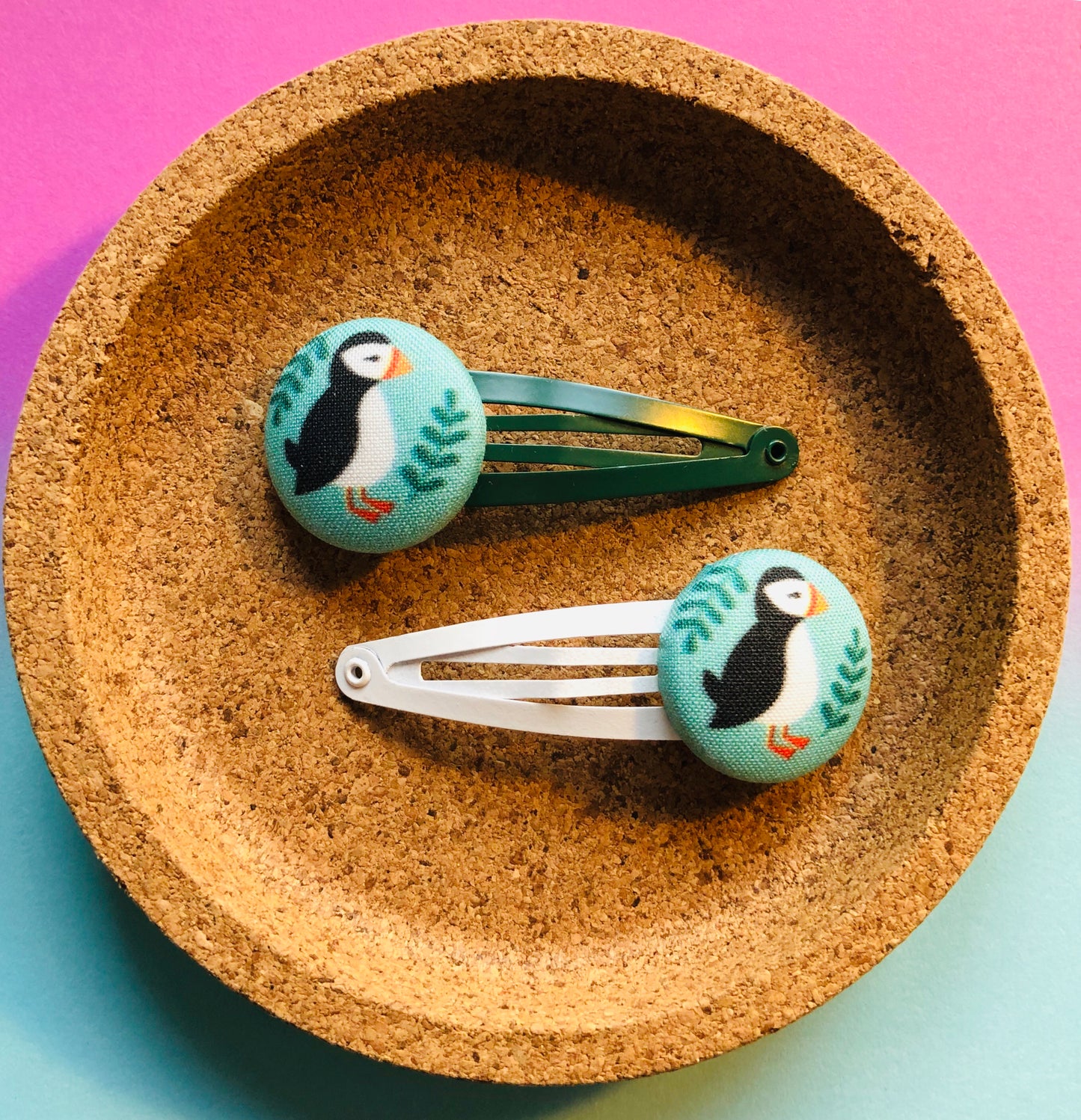Puffins with Leaves