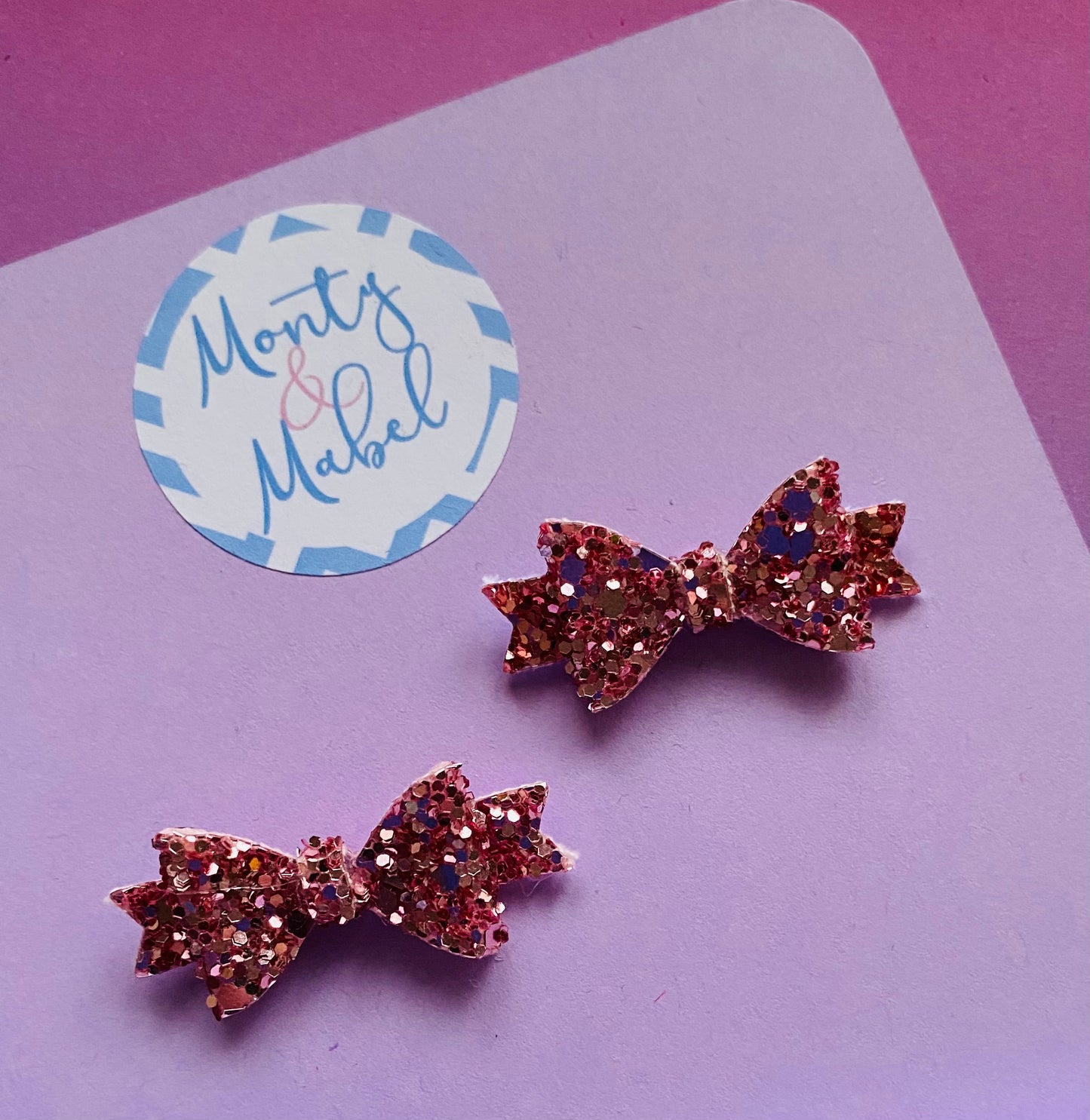 Sale: Rose Gold Glitter Diddy Bow Fringe Clip