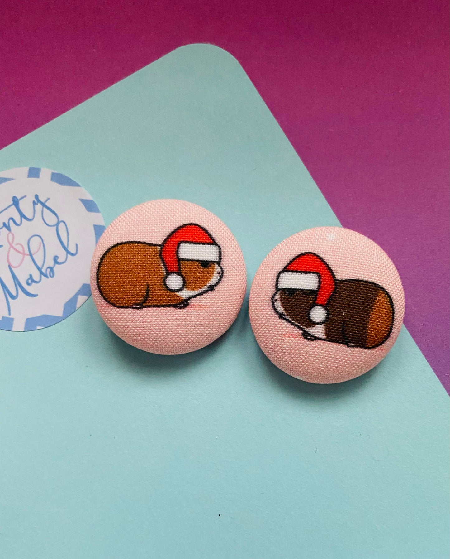 Sale: Pale Pink Christmas Guinea Pigs Small Bobbles (Pair)