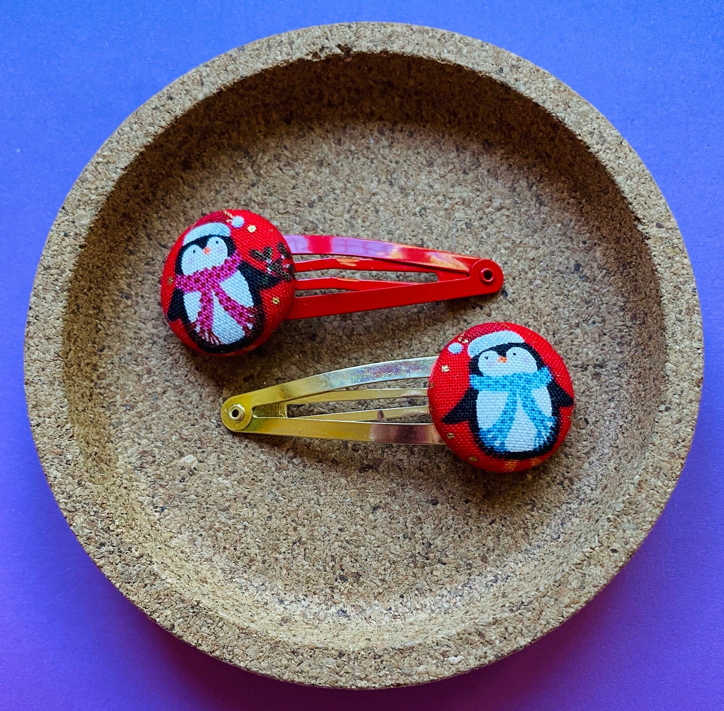 Red Penguins with Gold Glitter Stars