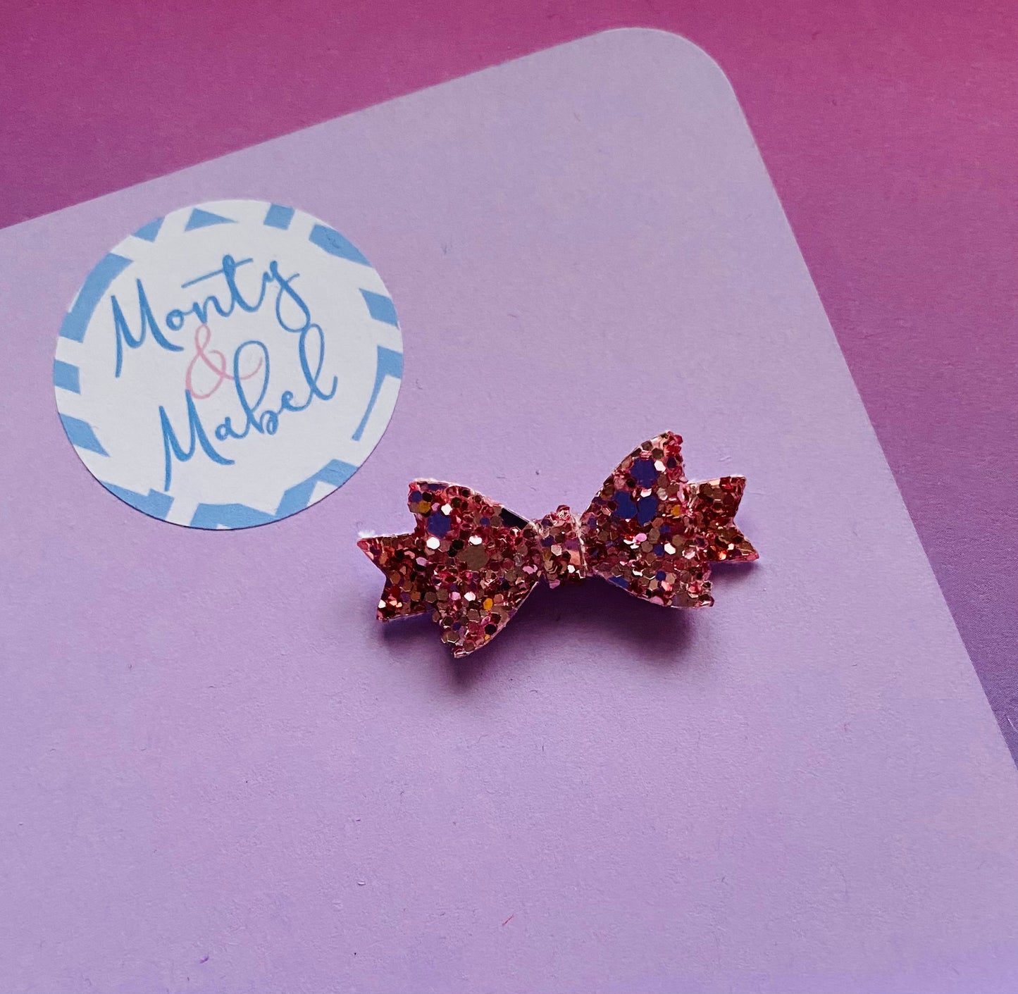 Sale: Rose Gold Glitter Diddy Bow Fringe Clip