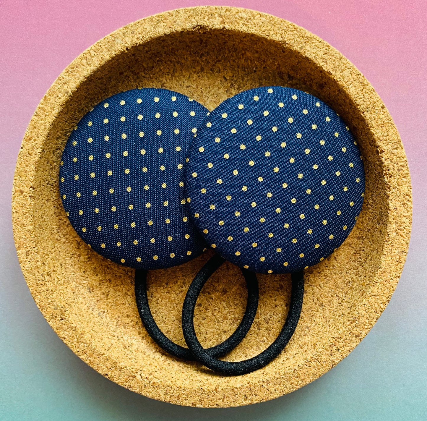 Gold & Navy Polka Dot
