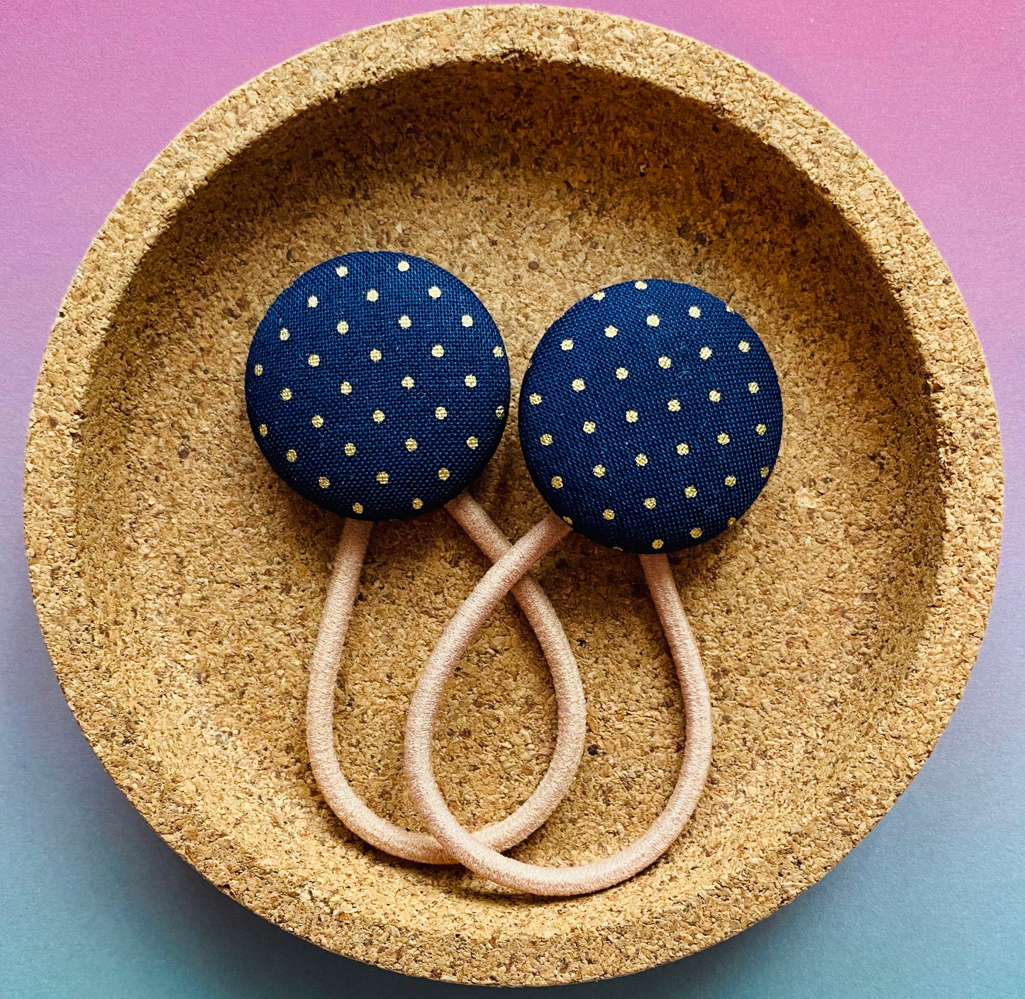 Gold & Navy Polka Dot