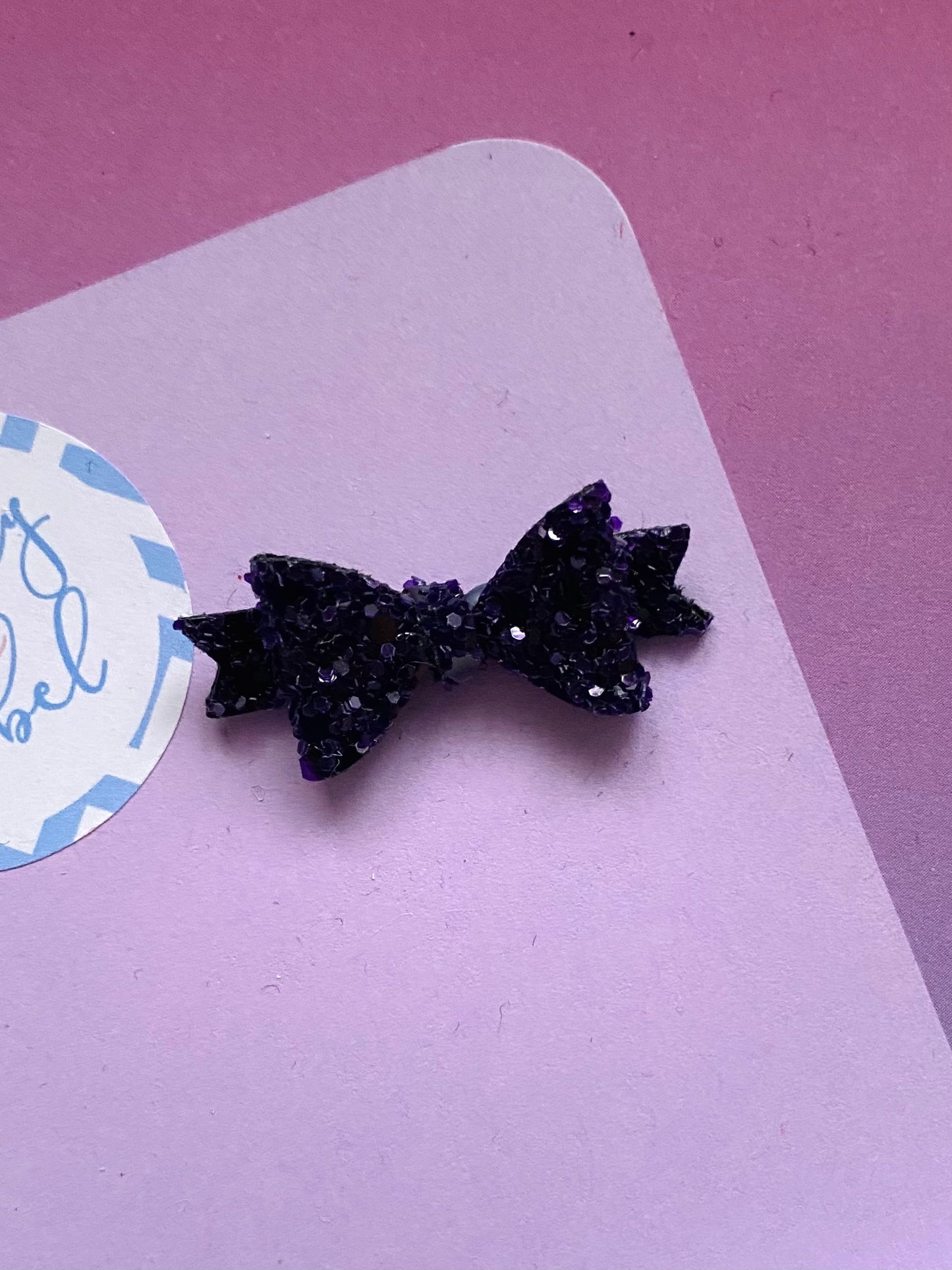 Sale: Dark Purple Glitter Diddy Bow Fringe Clip