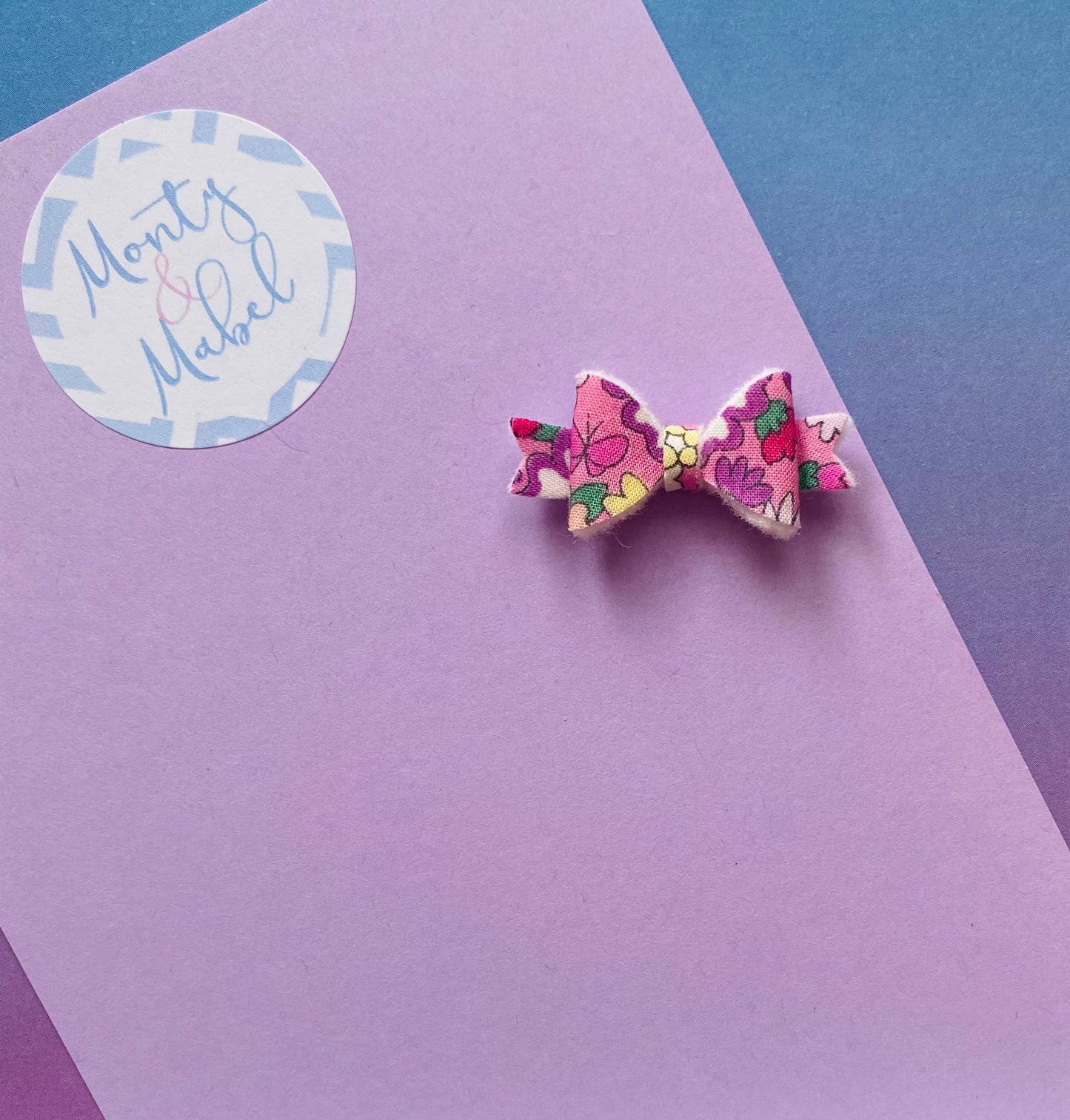 Sale: Pink Floral Diddy Bow Fringe Clip