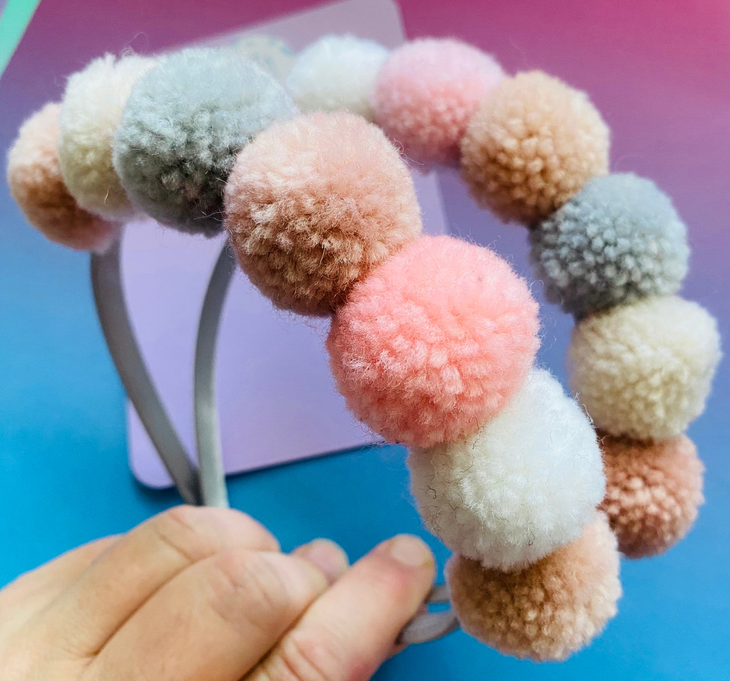 Sale: Light Pastel Mix Pom Pom Headband