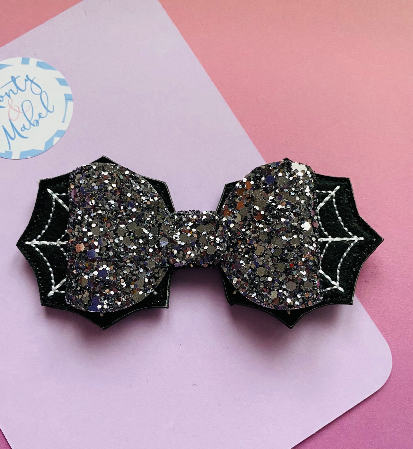 Sale: Spider Web with Dark Silver Glitter Bow