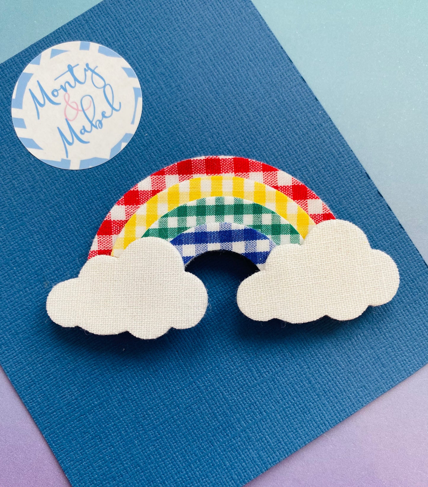 Gingham Rainbow (plain white clouds)