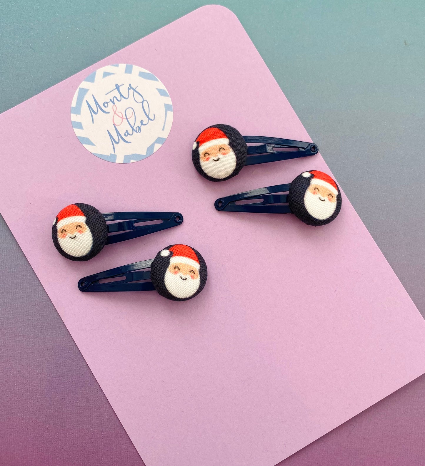Sale: Navy Santa Tiny Clips (Pair)