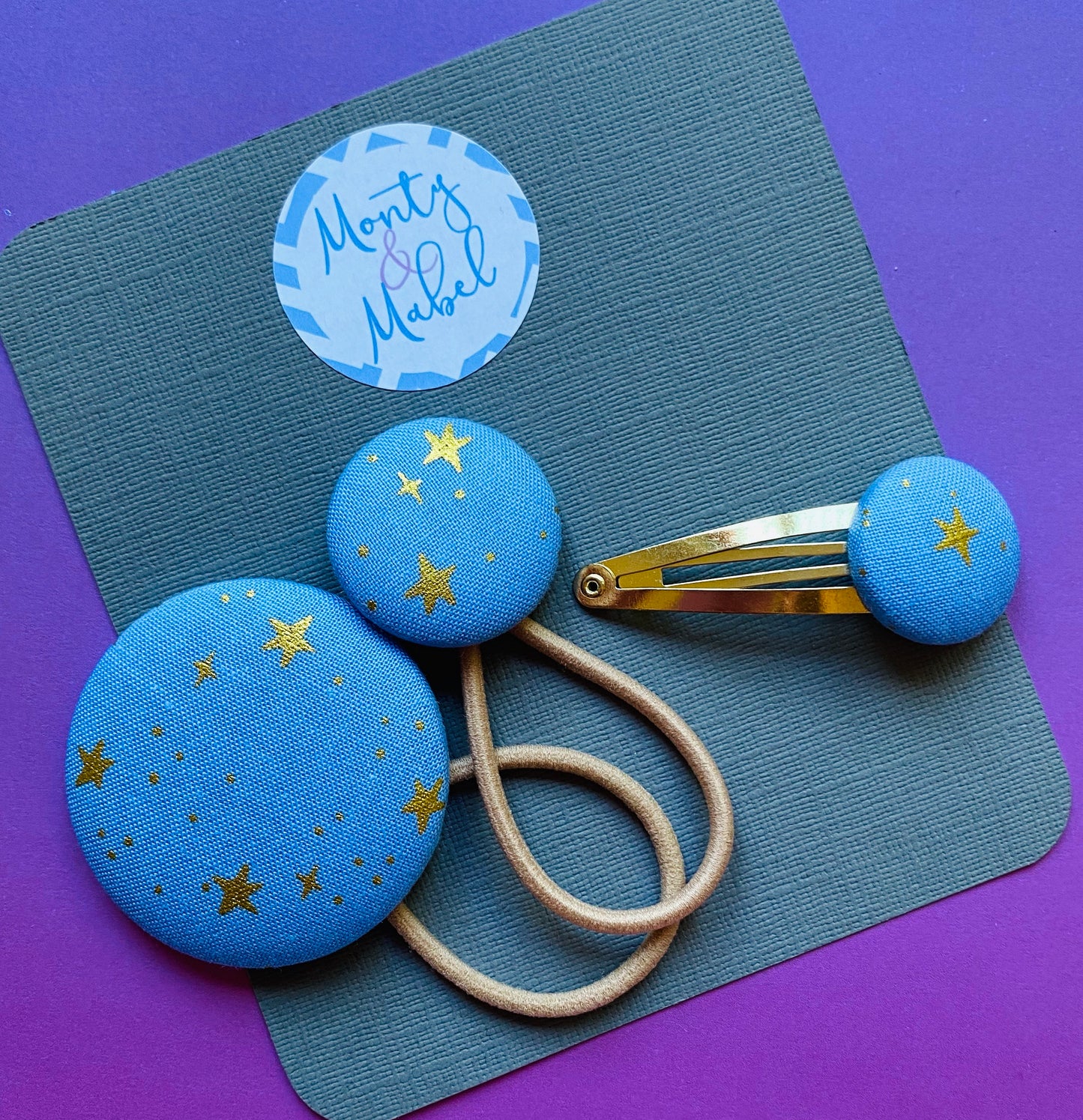 Gold Metallic Stars (Periwinkle)