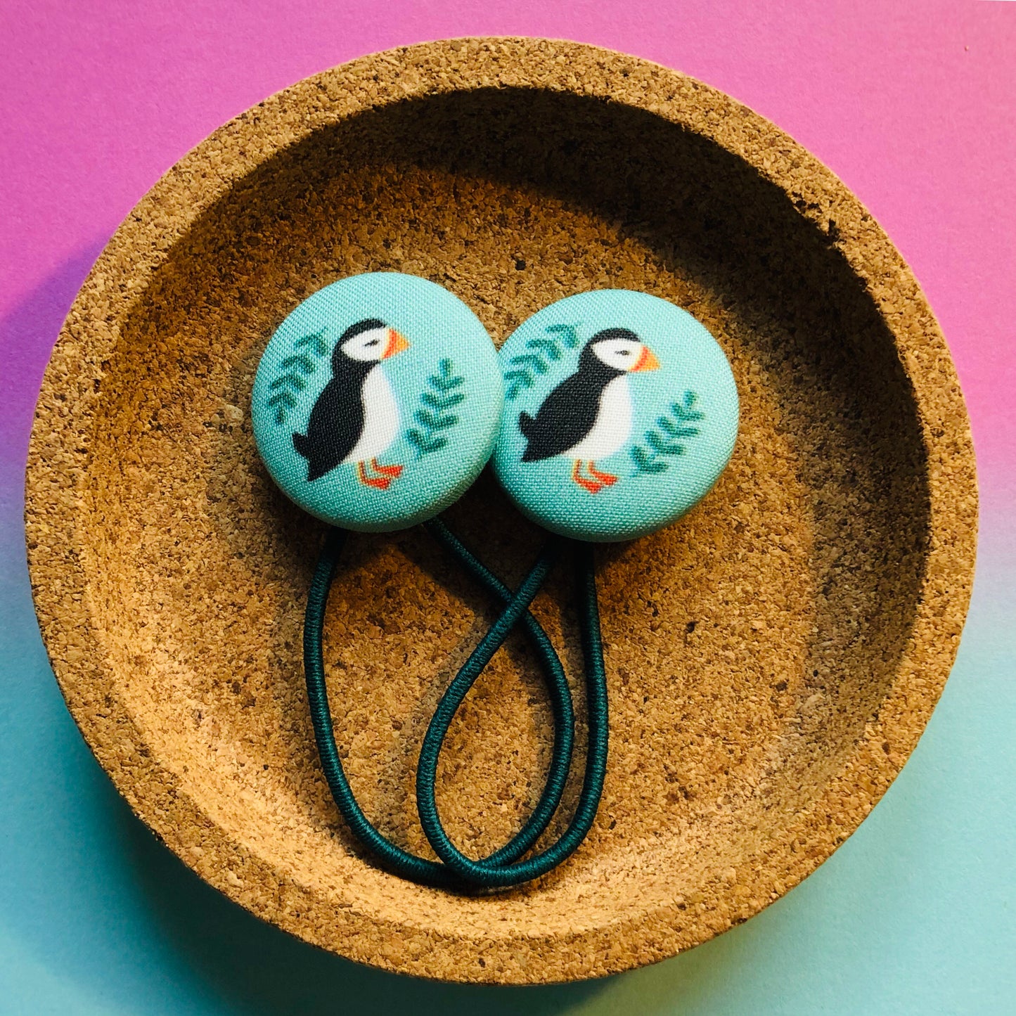 Puffins with Leaves