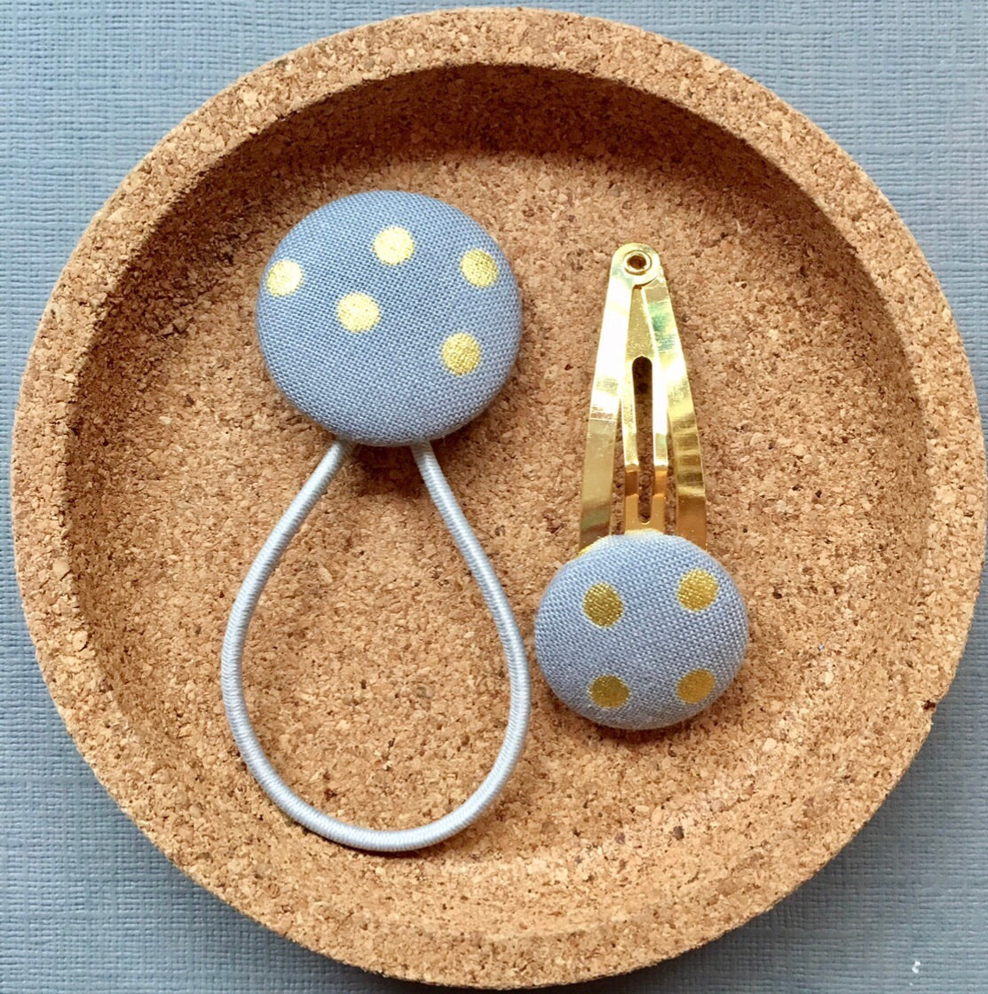 Gold/Grey Polka Dots