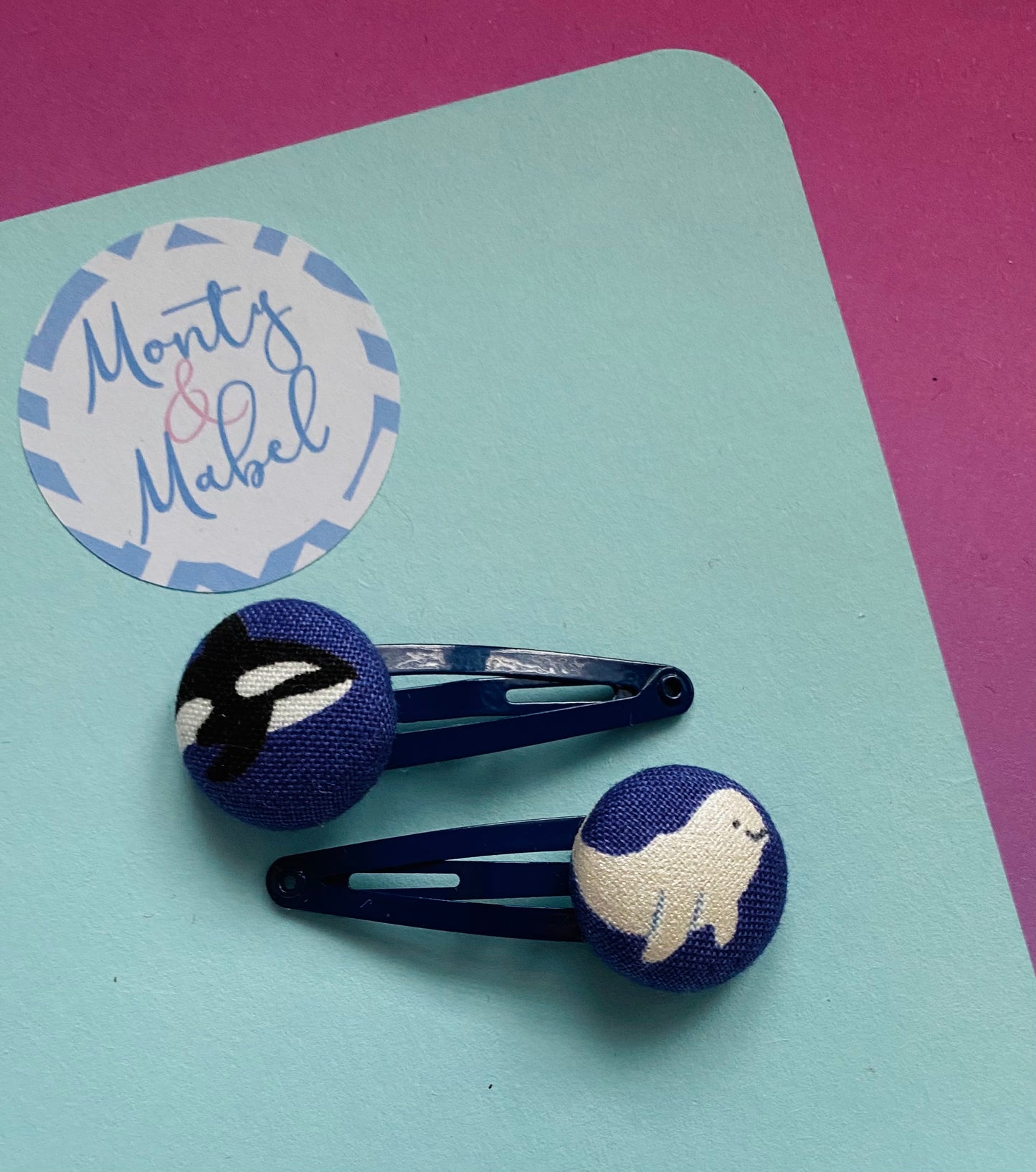 Sale: Navy Whales Tiny Clips (Pair)