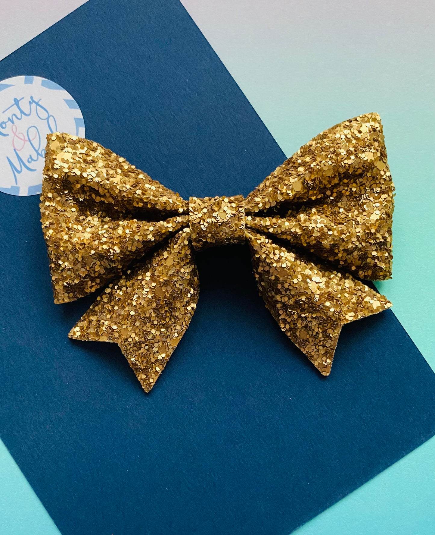 Sale: Dark Gold Glitter Violet Bow