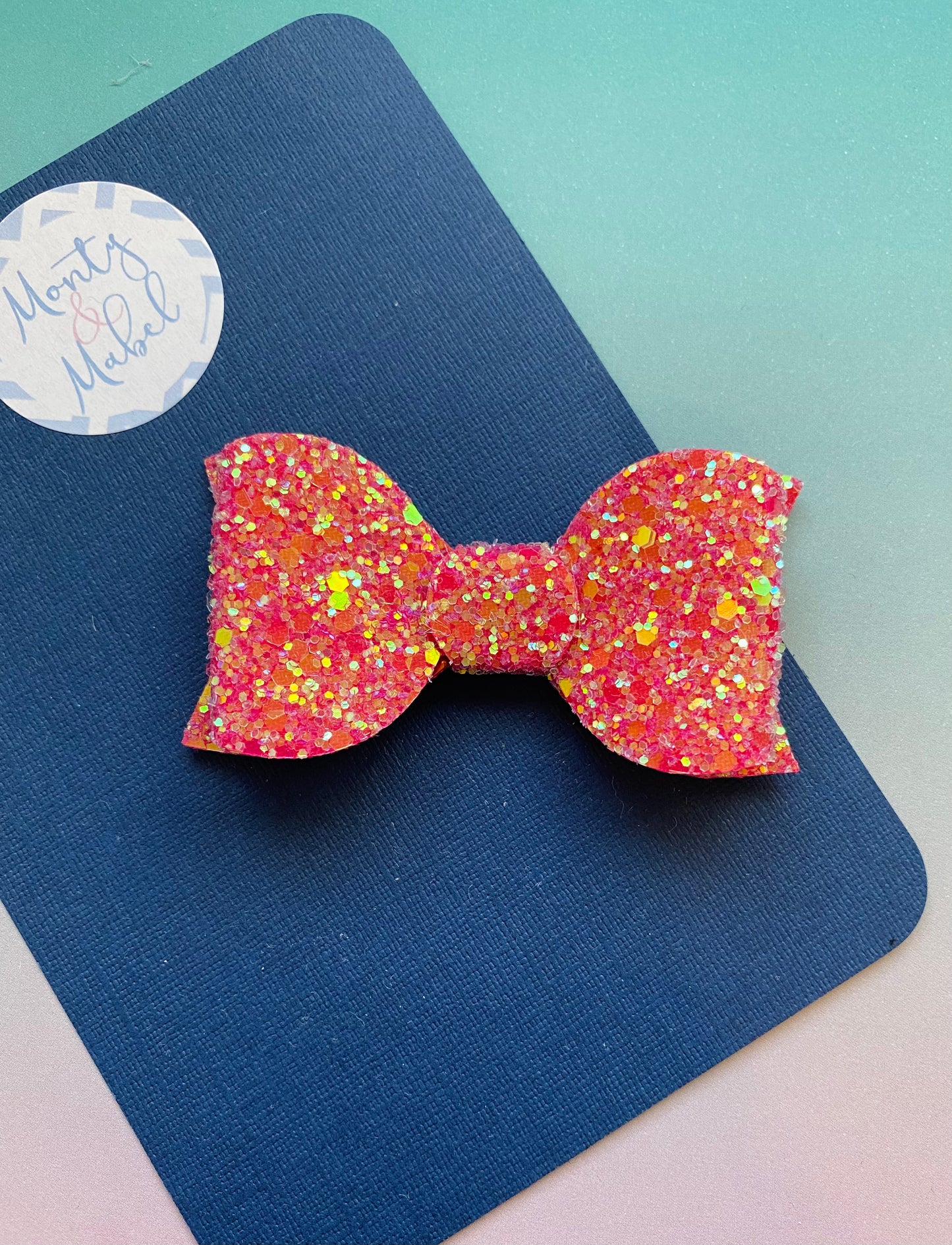 Sale: Coral Pink Glitter Medium Bow