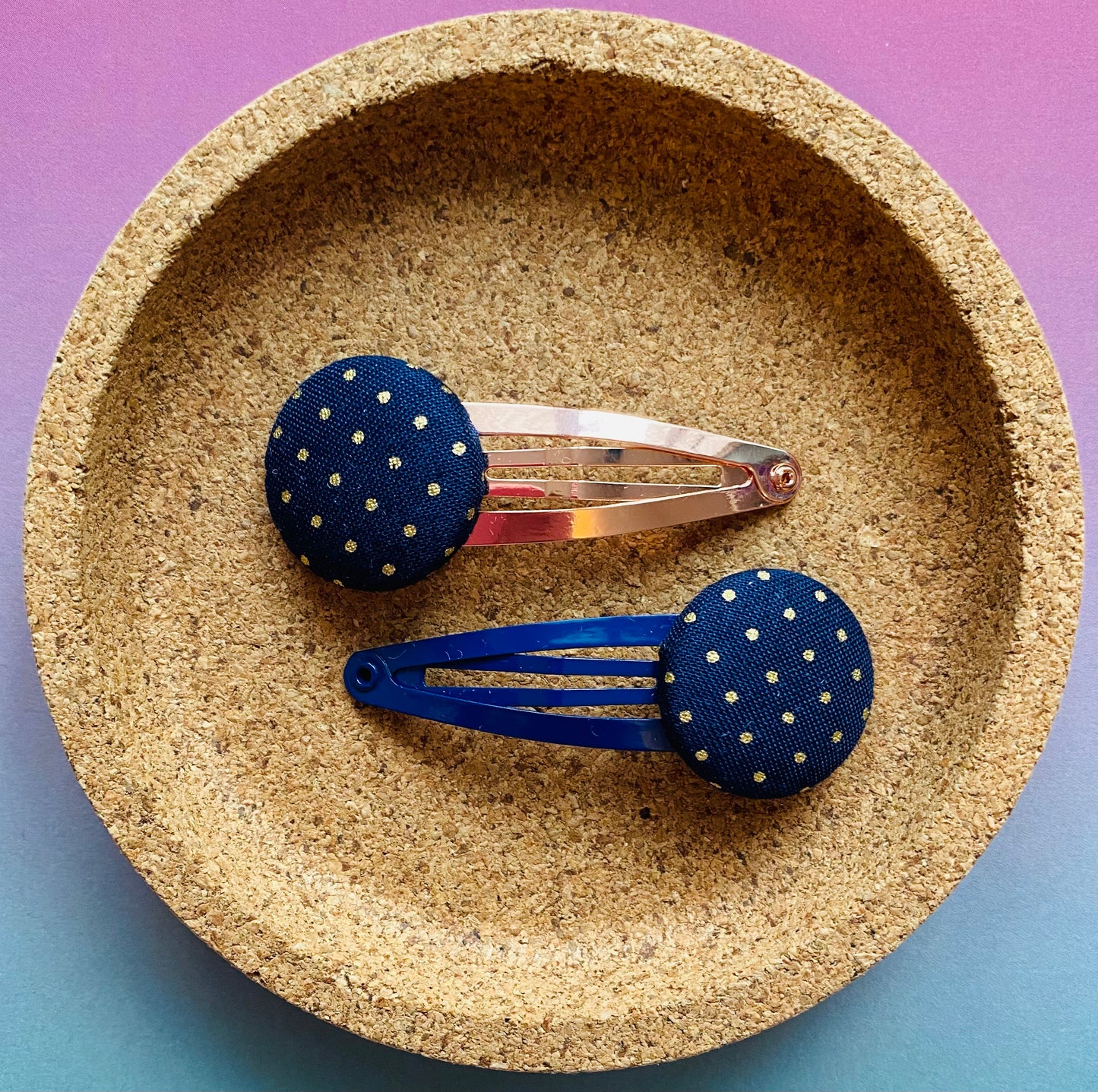 Gold & Navy Polka Dot