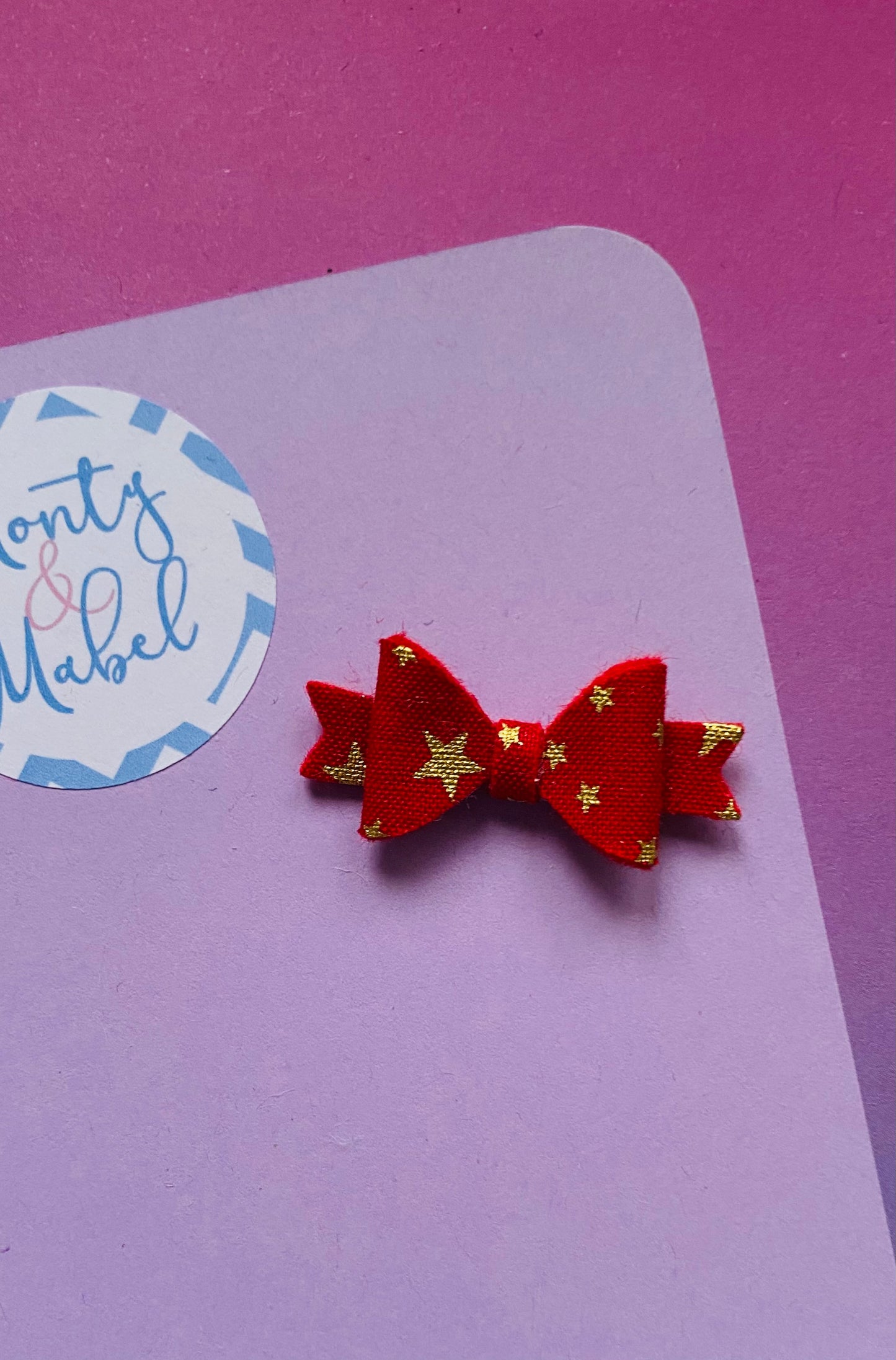 Sale: Red/Gold Stars Diddy Bow Fringe Clip