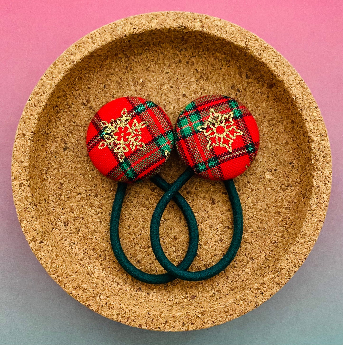 Red Tartan with Gold Snowflakes