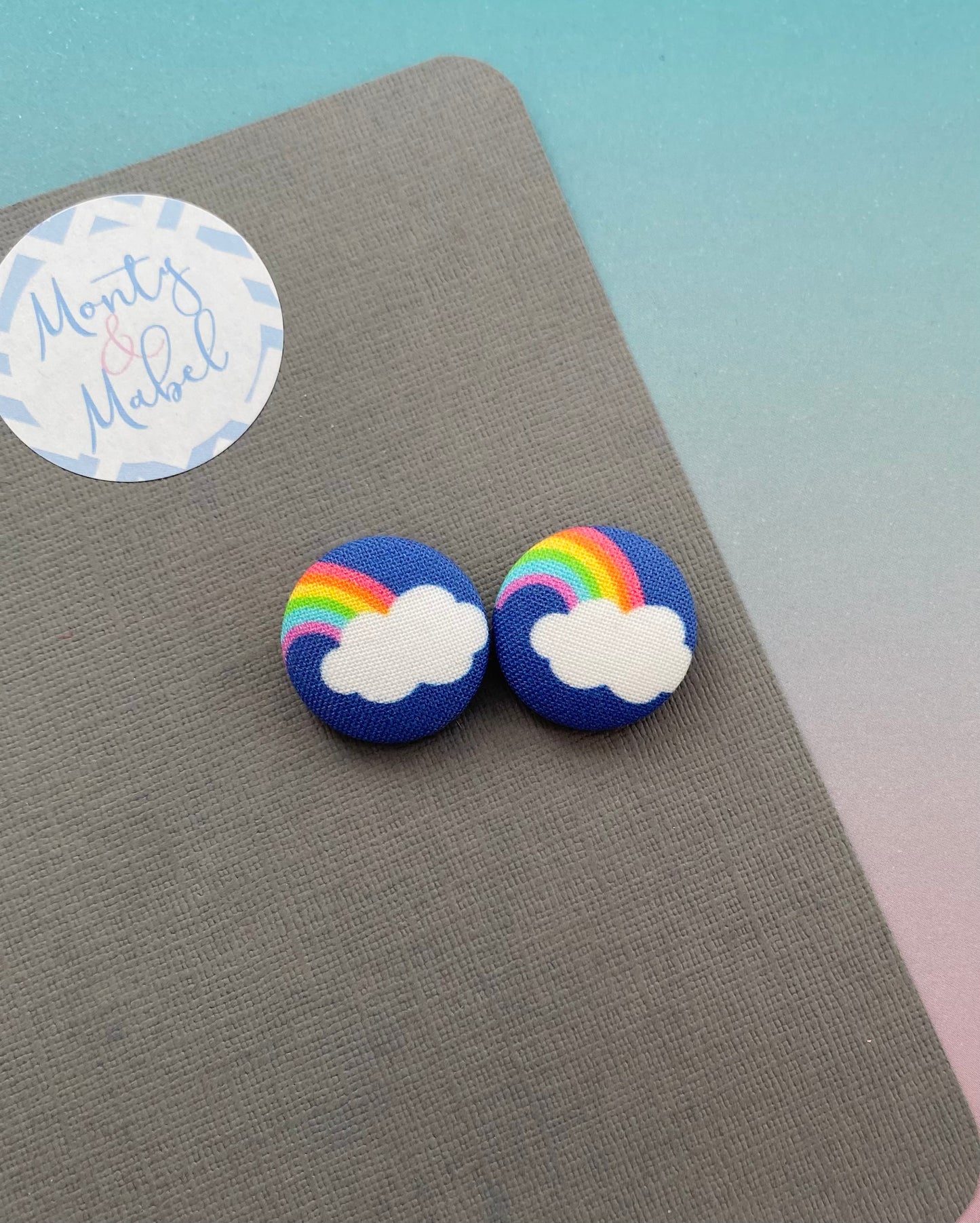 Sale: Navy Rainbows Tiny Bobbles (Pair)