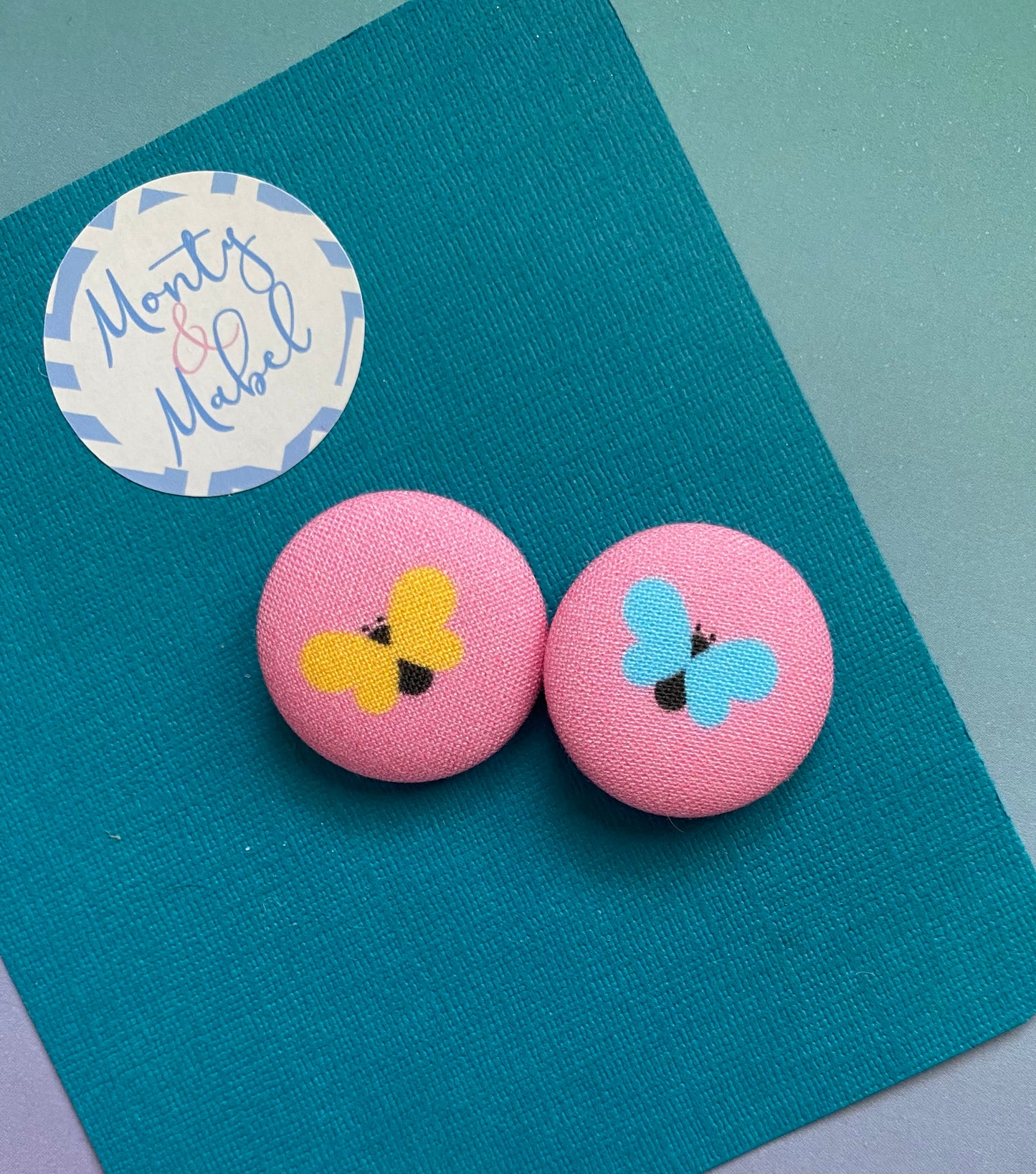 Sale: Butterfly on Pink Small Bobbles (Pair)
