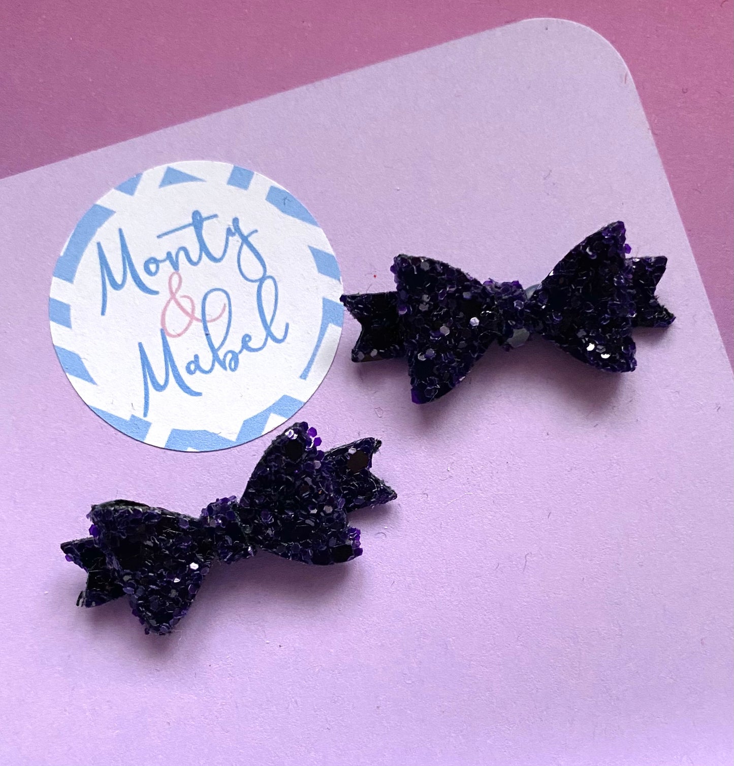 Sale: Dark Purple Glitter Diddy Bow Fringe Clip