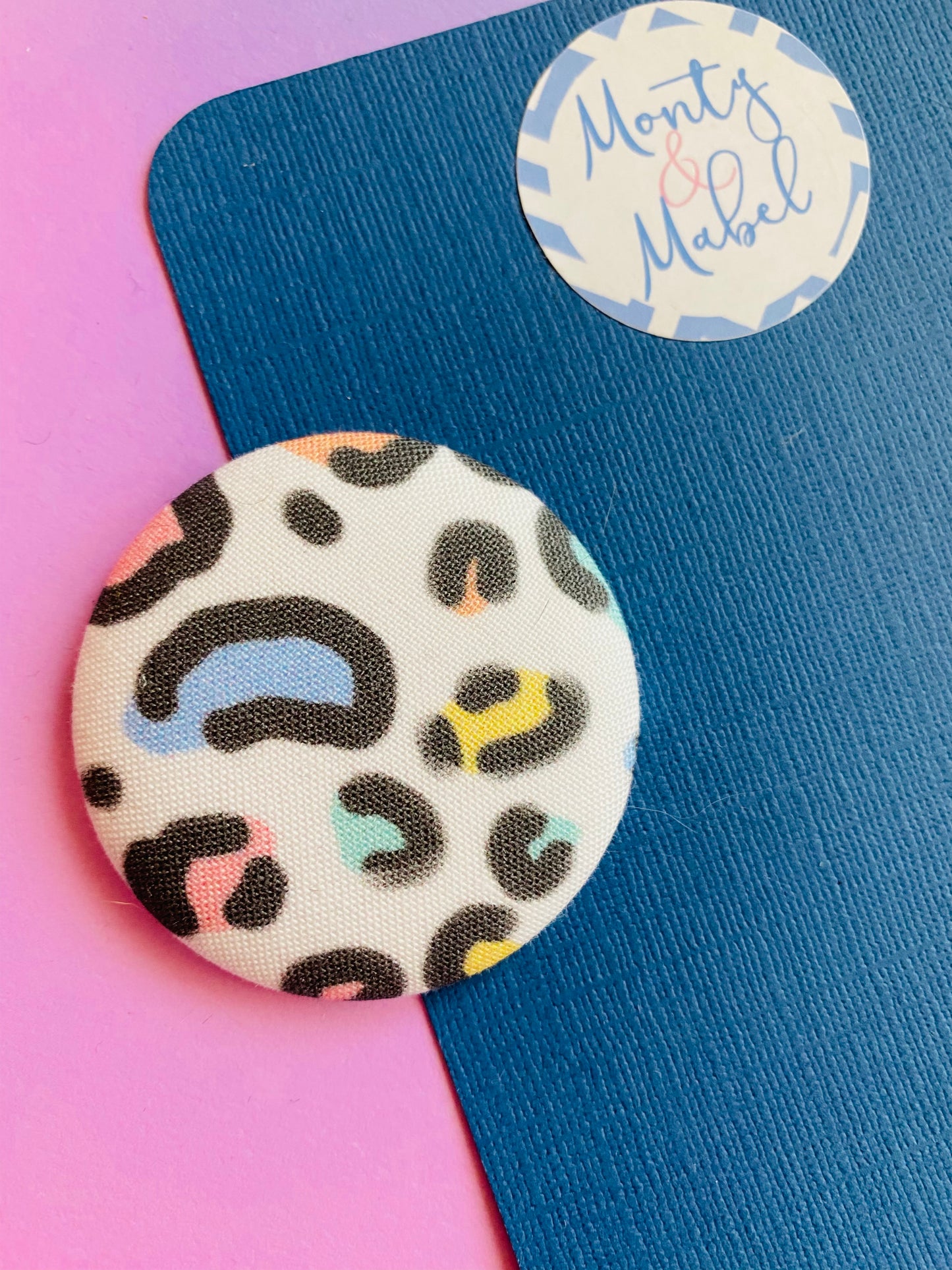 Sale: White/Rainbow Leopard Print Large Bobble (Single)