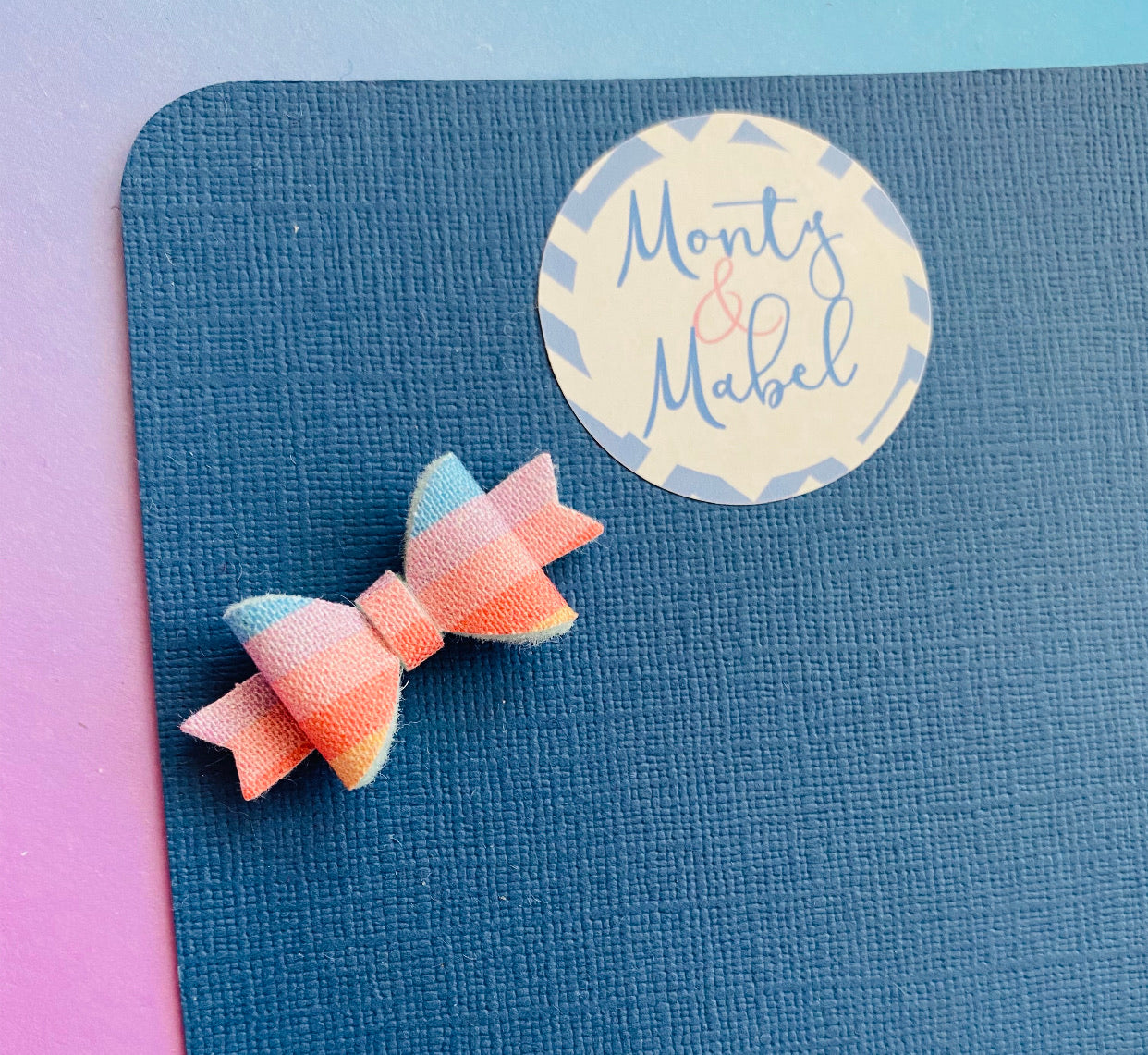 Sale: Pastel Rainbow Stripe Diddy Bow Fringe Clip