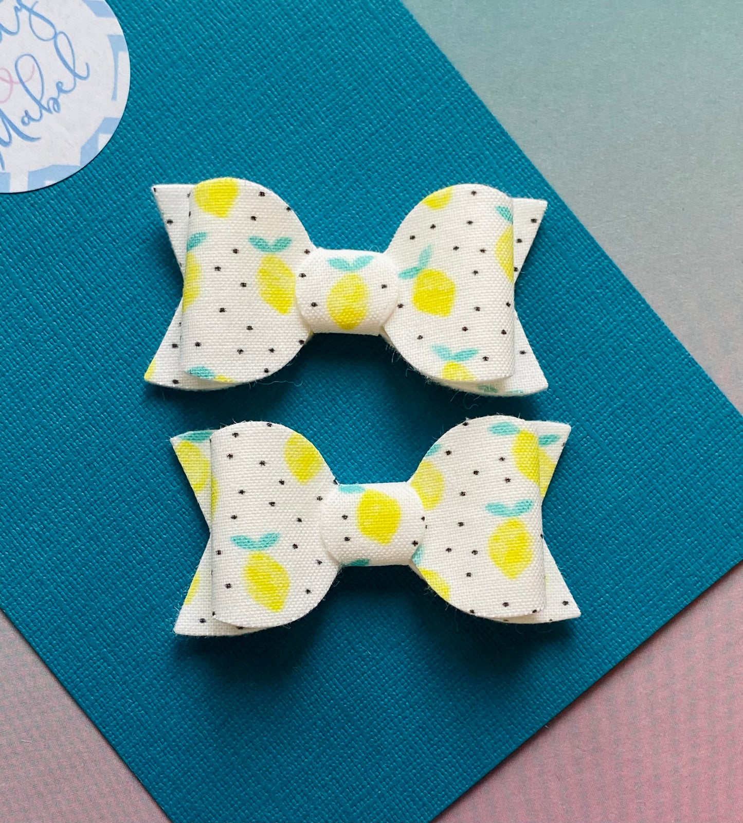 Sale: Polka Dot Lemons Small Bow