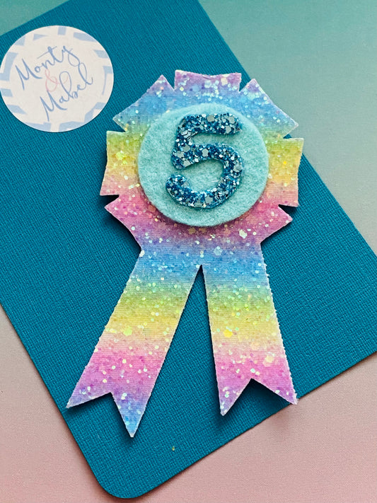 Sale: Age 5 Birthday Rosette on Pin Broach