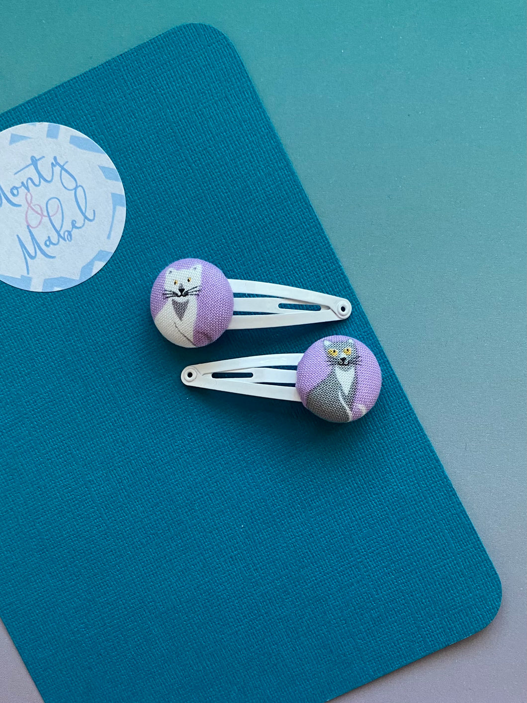 Sale: Purple Cats Tiny Clips (Pair)