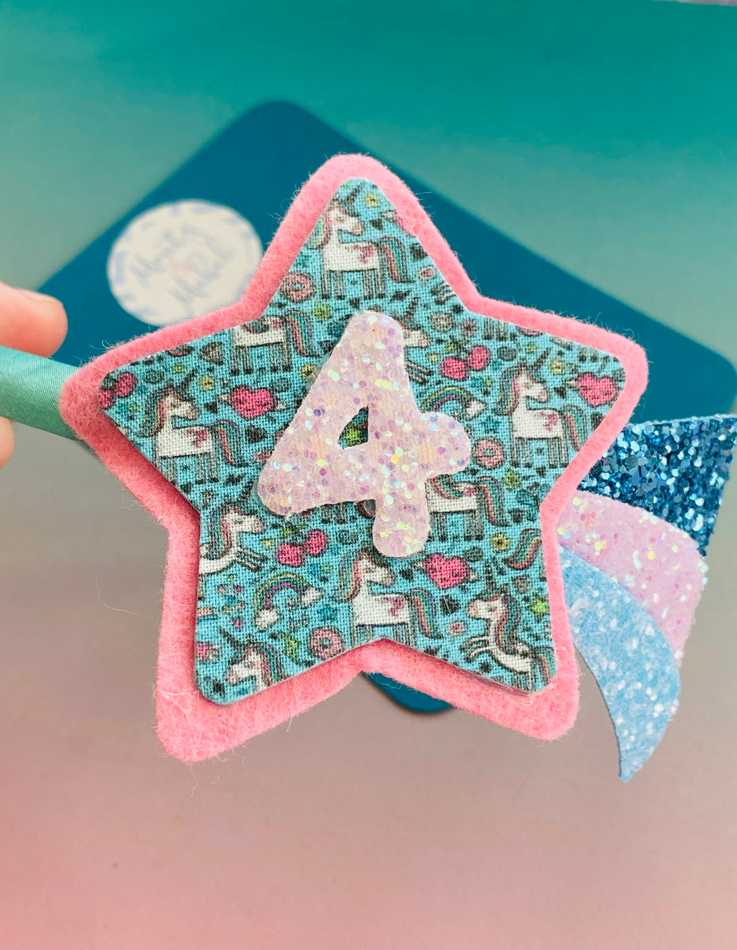 Sale: Age 4 Unicorn Star Rosette on Headband