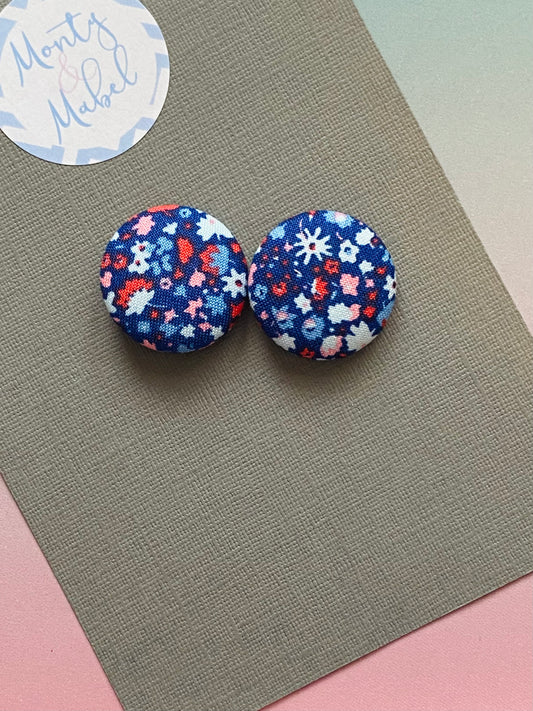 Sale: Blue Floral Small Bobbles (Pair)