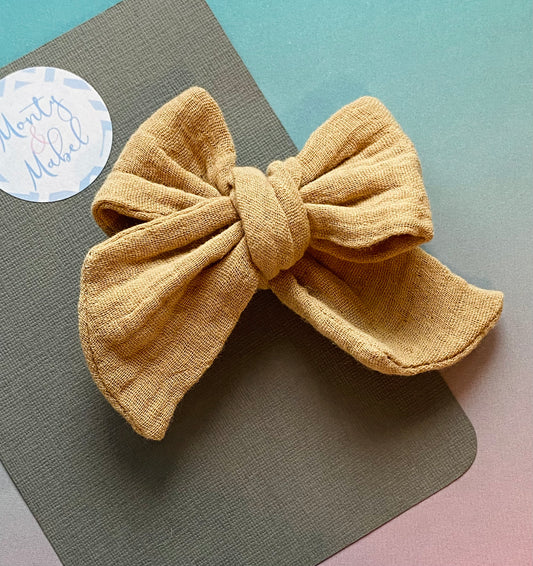 Sale: Warm Taupe Muslin Sewn Bow