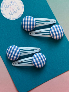 Sale: Pale Blue Gingham Standard Clips (Pair)