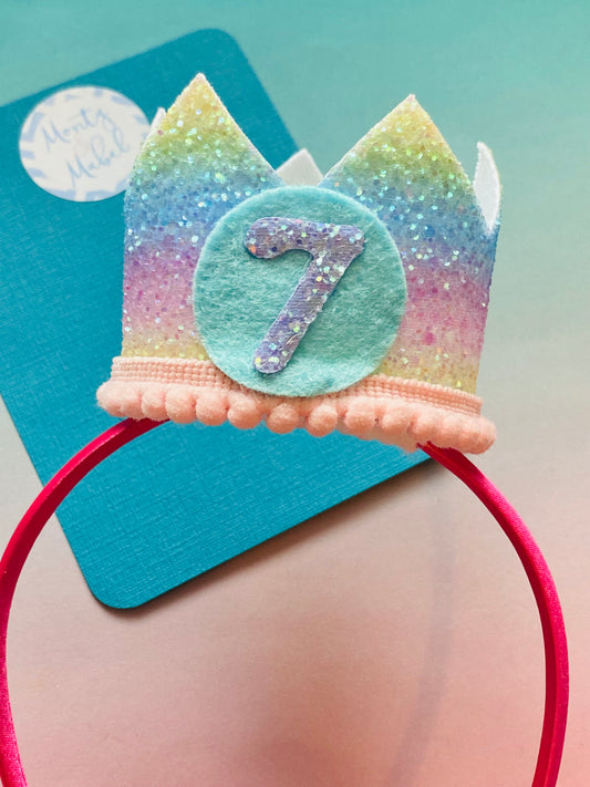 Sale: Age 7 Rainbow Ombre Crown on Headband