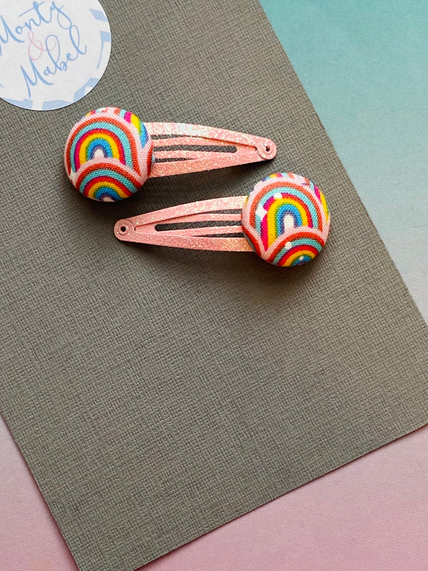 Sale: Pastel Rainbows Standard Clips (Pair)