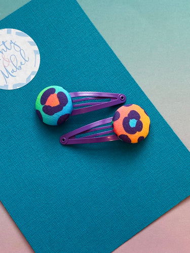 Sale: Rainbow Leopard Print Standard Clips (Pair)