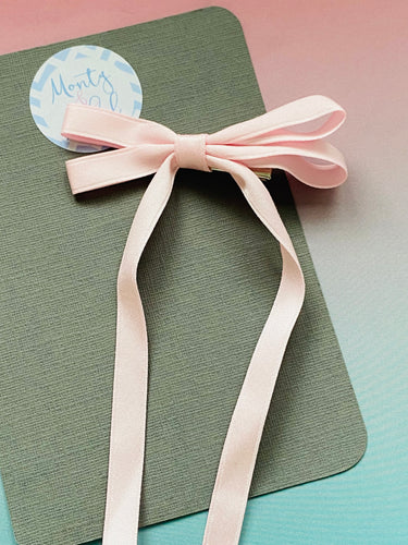 Long Tail Ribbon Bow - Pale Pink