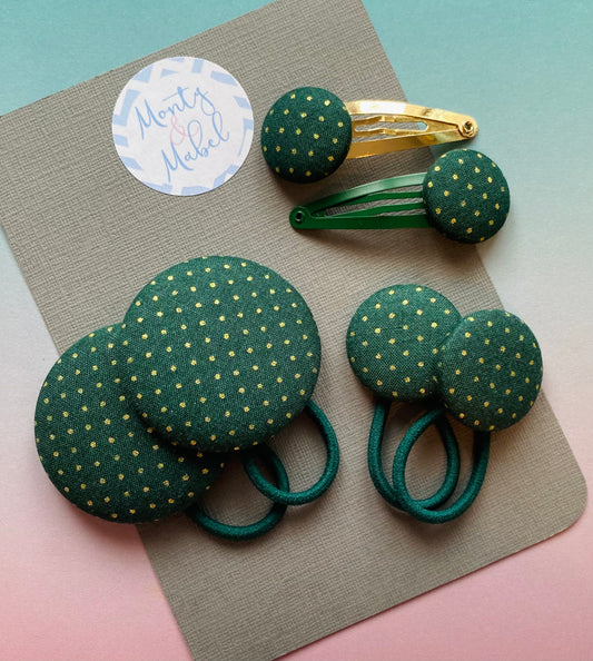 Gold & Dark Green Polka Dot