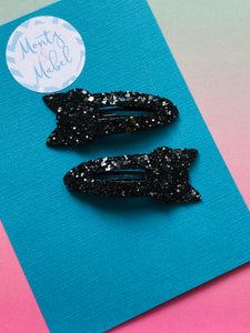 Glittery Black Cat Snap Clip