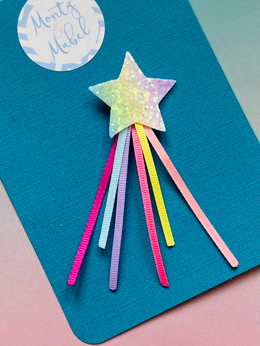 Sale: Rainbow Ombre Star With Ribbons On Clip  (Single)