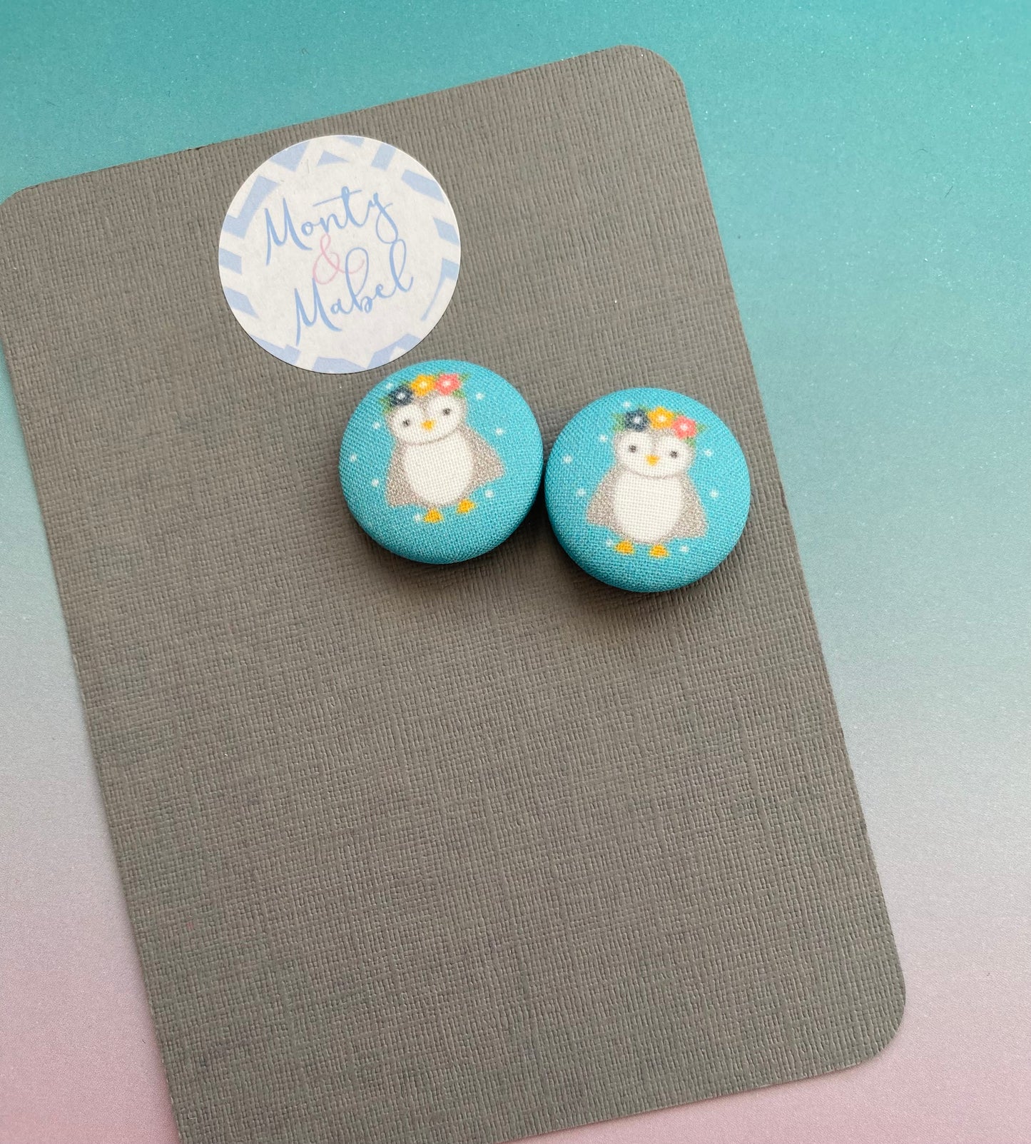 Sale: *SECONDS*  Turqoise Owls Small Bobbles (Pair)