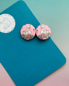 Sale: Pink Swan Small Bobbles (Pair)