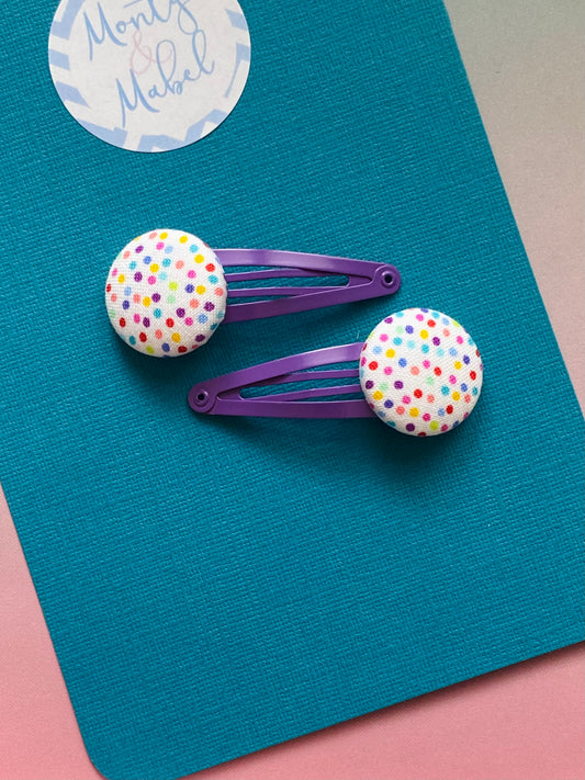 Sale: Rainbow Confetti Dots Standard Clips (Pair)